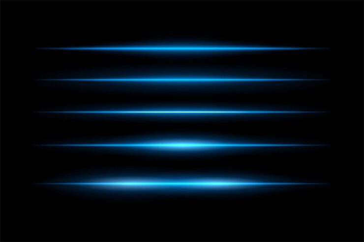 Glowing horizontal beams arranged in vertical stack with symmetrical light spread Sharp edges fade smoothly into dark background creating futuristic motion effect