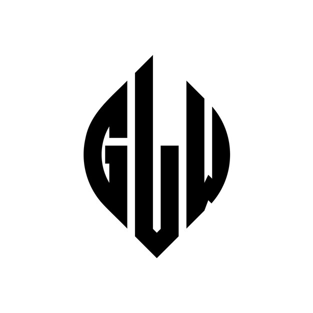 GLW diseño de logotipo de letras circulares con forma de círculo y elipse GLW letras elípticas con estilo tipográfico Las tres iniciales forman un logotipo de círculo GLW Emblema de círculo Abstracto Monograma Carta Marca Vector