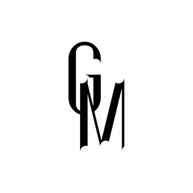 GM monograma logotipo diseño carta texto nombre símbolo monocromo logotipo alfabeto carácter simple logotipo