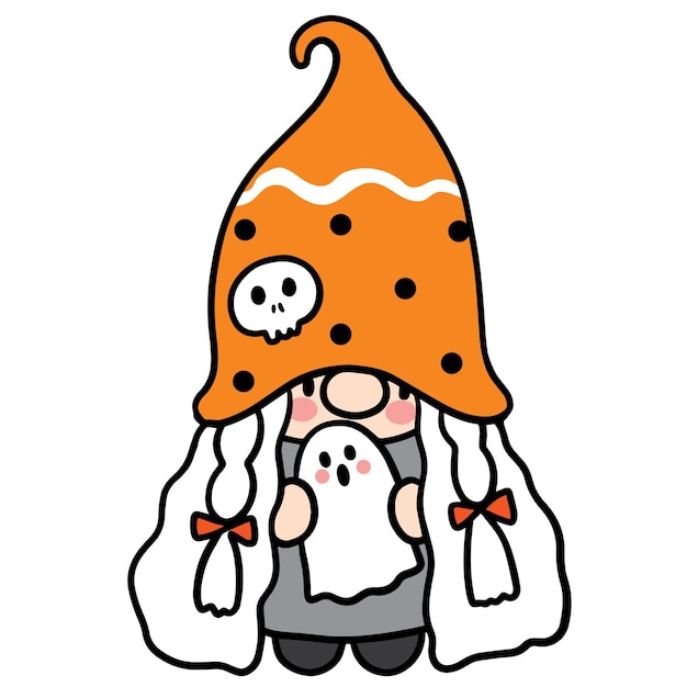Gnome halloween, vector de personaje de dibujos animados lindo.