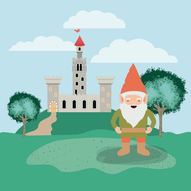 gnomo en el campamento con castillo