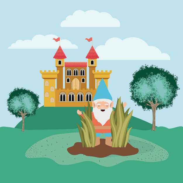 gnomo en el campamento con castillo