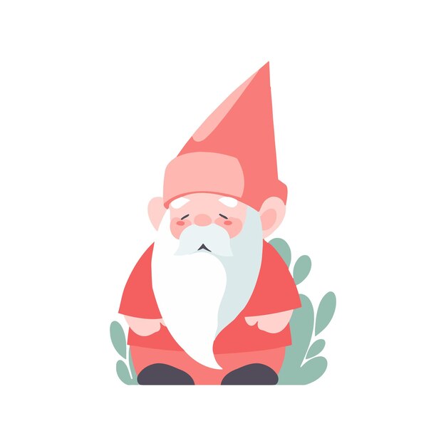El gnomo de Navidad en estilo plano aislado en el fondo