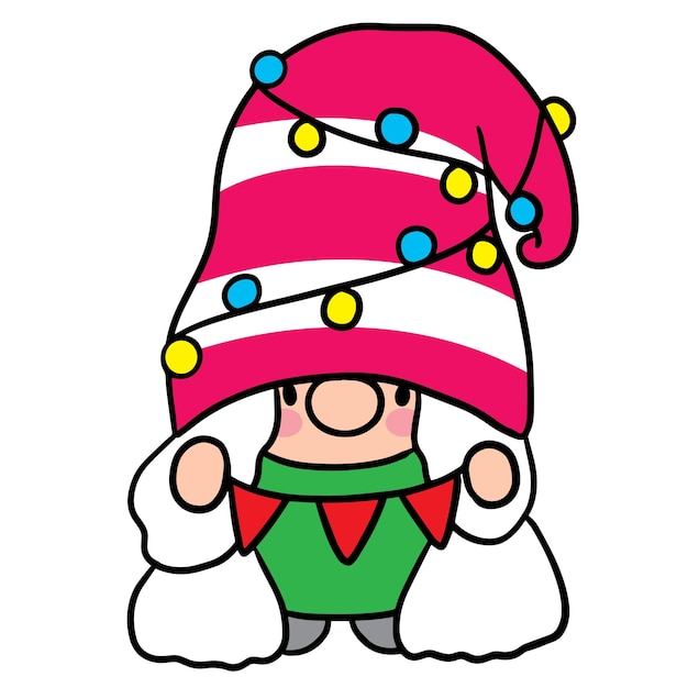 Gnomo Navidad, vector de personaje lindo de dibujos animados.