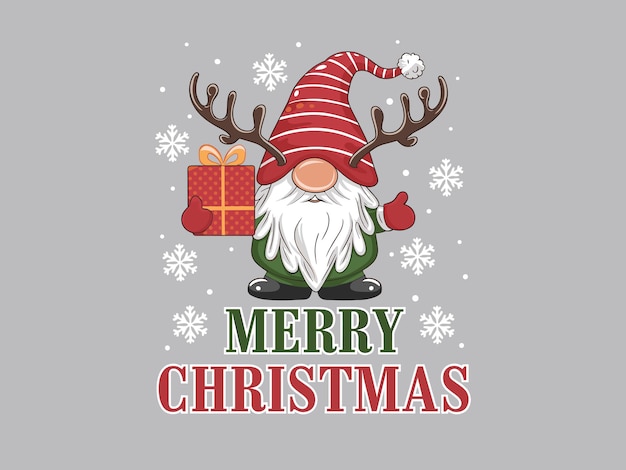 Gnomo navideño festivo con cuernos y diseño vectorial de regalos