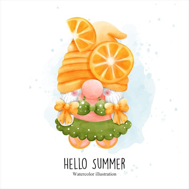 Gnomo de verano hola ilustración de vector de verano