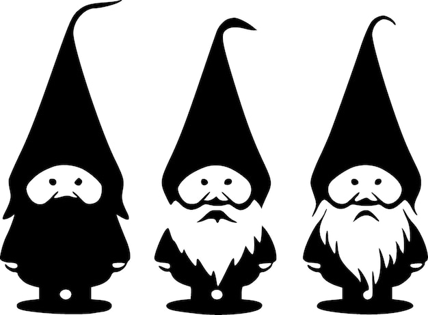 Gnomos blanco y negro icono aislado ilustración vectorial