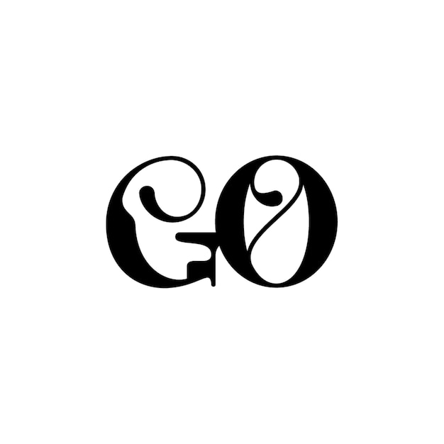 GO monograma logo diseño carta texto nombre símbolo monocromo logotipo alfabeto carácter simple logo