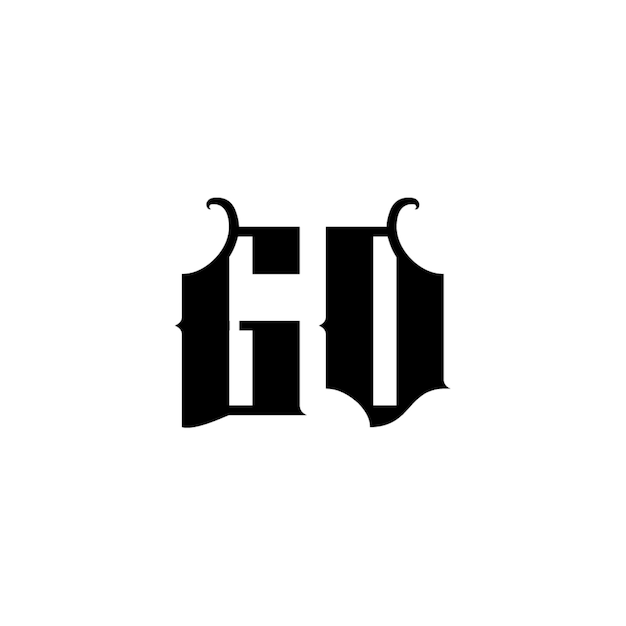 GO monograma logo diseño carta texto nombre símbolo monocromo logotipo alfabeto carácter simple logo