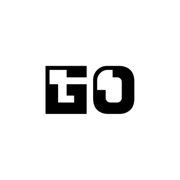 GO monograma logo diseño carta texto nombre símbolo monocromo logotipo alfabeto carácter simple logo