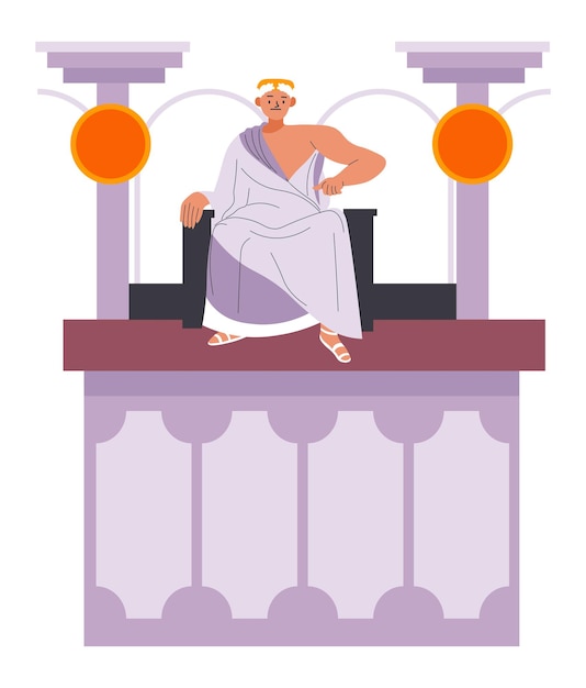 Gobernante del imperio romano sentado en vector de anfiteatro