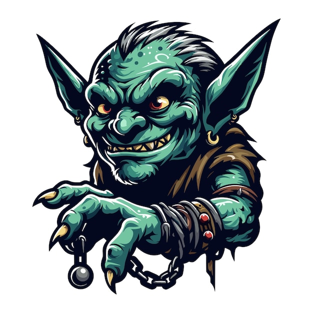 Goblin orc vector personaje ilustración mítica fantasía horror monstruo plantilla de diseño