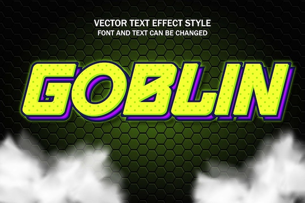 Vector goblin villano verde estilo de dibujos animados tipografía de efecto de texto editable diseño de plantilla de estilo