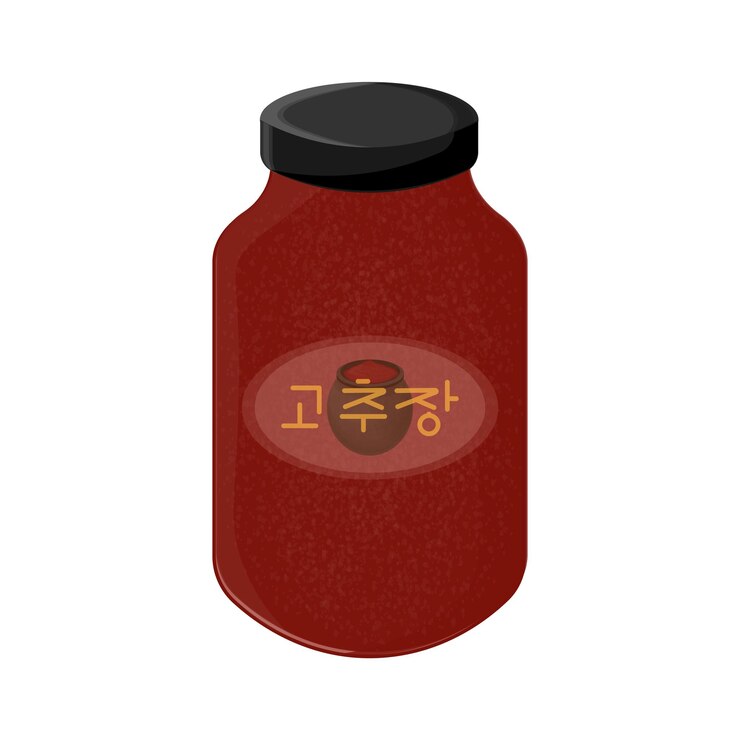 Gochujang en un logotipo de ilustración vectorial de frasco