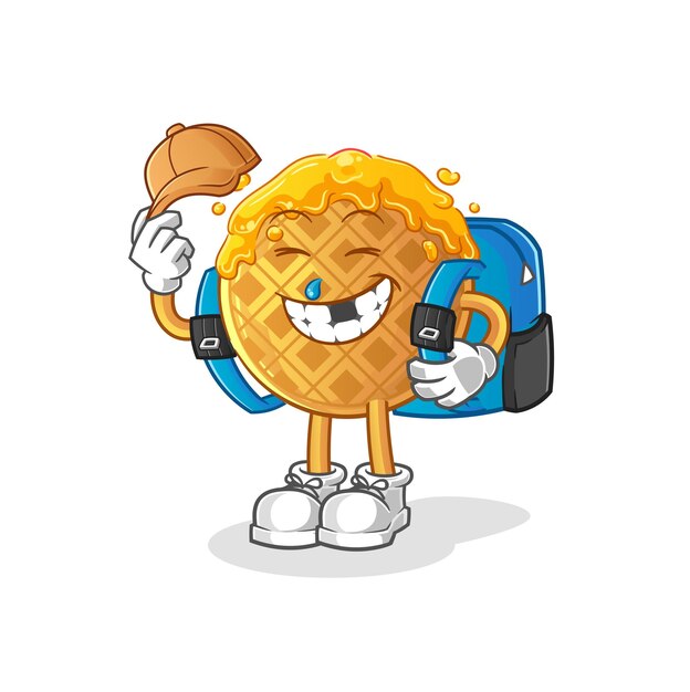 El gofre va al vector de la escuela. personaje animado