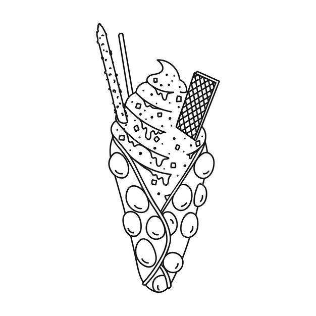 Vector gofre de burbujas de huevo de hong kong con helado y galletas