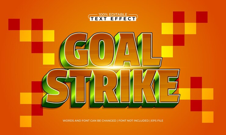 Vector gol de gol efecto de texto editable con un estilo de texto de carrera y deporte