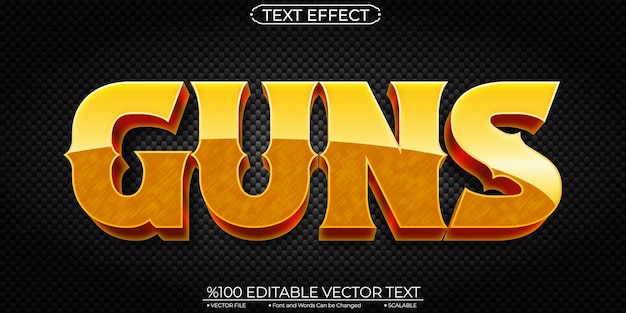 Gold Elegant Western Guns Efecto de texto vectorial editable y escalable