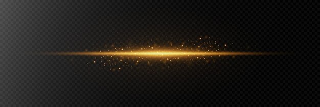 Gold line of light Magic glow particles of light sparks