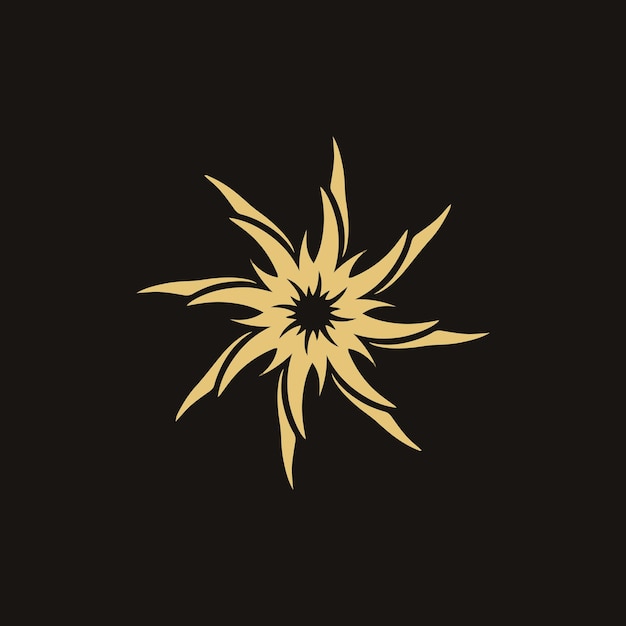 Gold Mandala Tribal Star Symbol Logo sobre fondo negro Stencil Decal Tattoo Vector Illustration