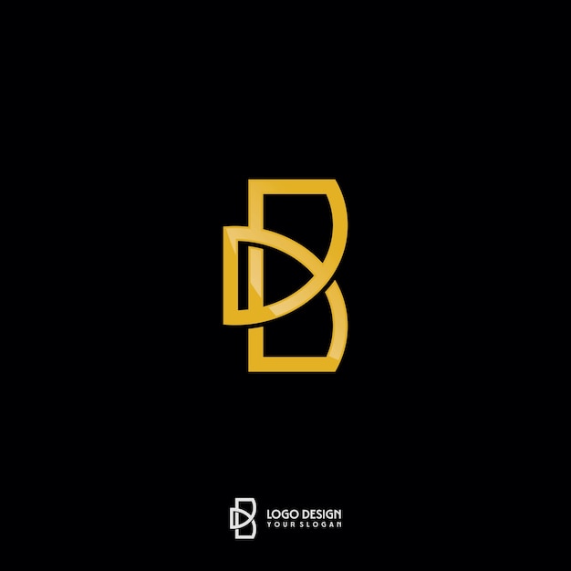 Gold monogram b letter logo design