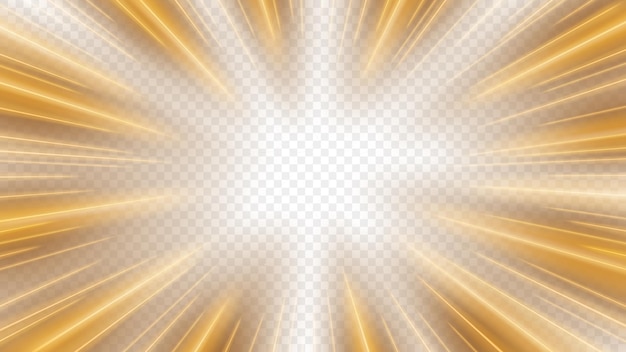 Gold Rays Zoom in Motion Effect Light Color Trails listo para fondo blanco o vector PNG