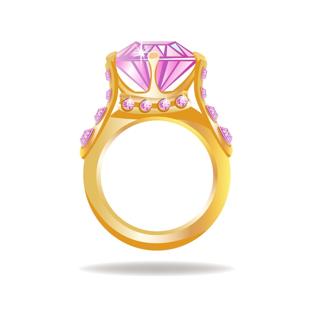 Gold ring with pink crystal