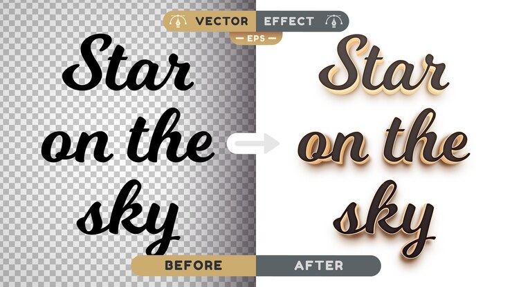 Vector gold star - efecto de texto editable, estilo de fuente