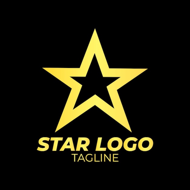 Gold Star Logo Vector en estilo elegante con fondo negro