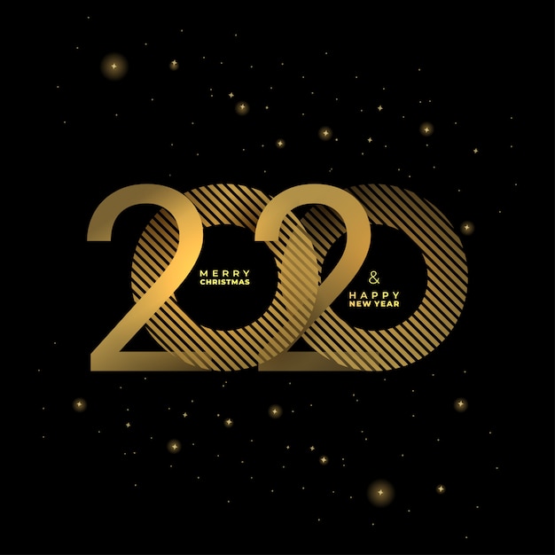 Golden 2020 New Year sobre un fondo oscuro