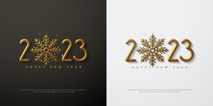 Golden 3d feliz año nuevo 2023