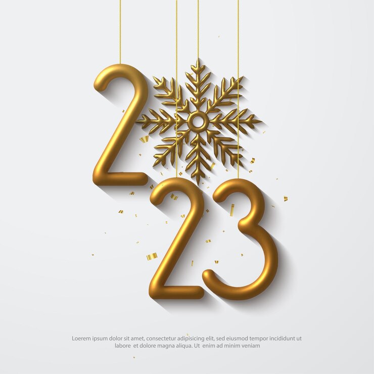 Golden 3d feliz año nuevo 2023