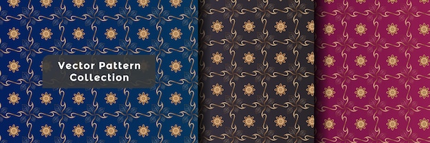 Golden art deco patrones sin fisuras Conjunto de vector de patrón de adornos geométricos decorativos de lujo