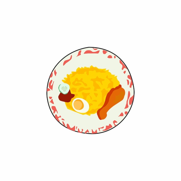 Golden Delight Nasi Kuning Ilustración vectorial tradicional