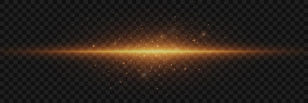 Golden explosion of light with sparks Abstract glowing line magic dust isolated