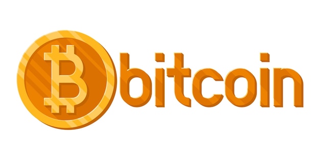 Golden Flat Bitcoin Pago Letras Símbolo Concepto Cryptocurrency Logo Vector Ilustración Aislada