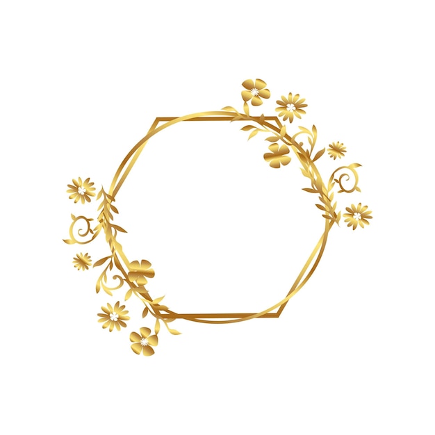 Golden Floral Hexagon Frame for Invitations and Events
