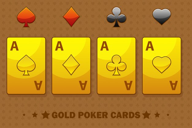 Golden four ace poker naipes.