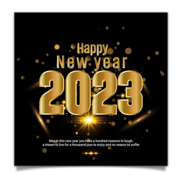 Golden Happy new year 2023 Diseño de plantilla de redes sociales