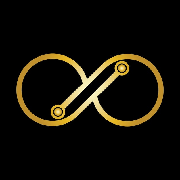 Vector golden infinity technology logo símbolo icono vector plantilla