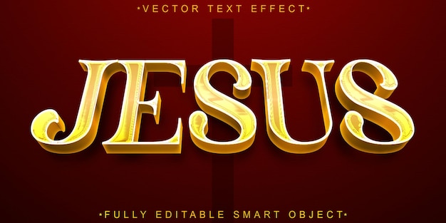 Golden Jesus Vector Efecto de texto de objeto inteligente totalmente editable