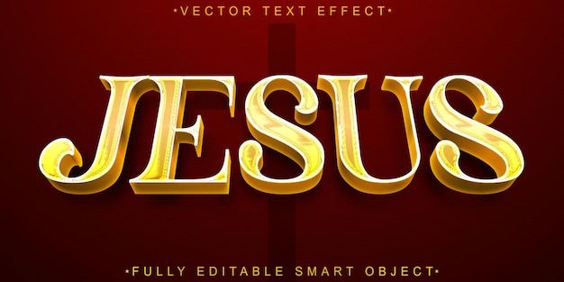 Vector golden jesus vector efecto de texto de objeto inteligente totalmente editable