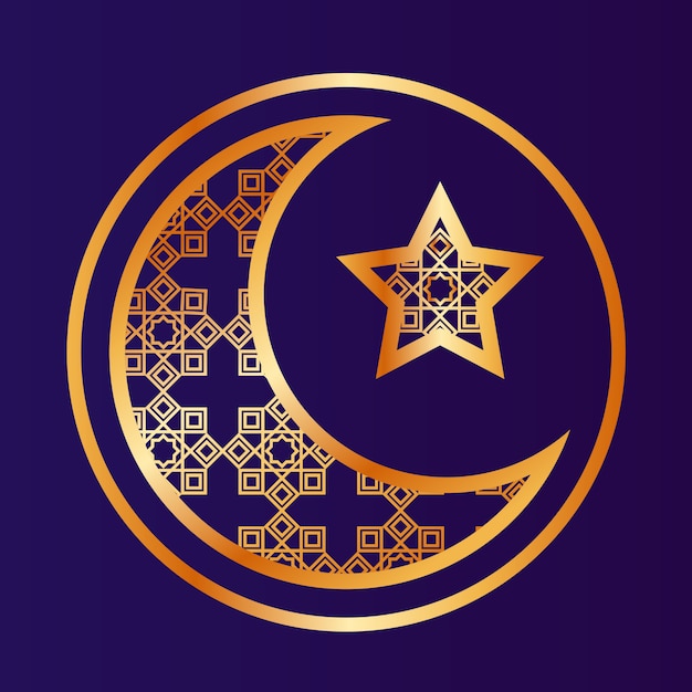 Vector golden ramadan moon y star