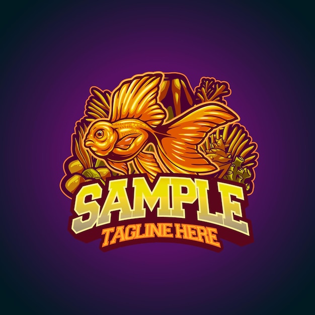 Goldfish pez plantilla mascota logo vector