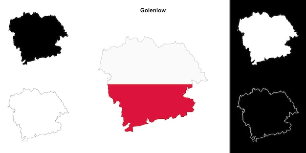 Goleniow county outline map set