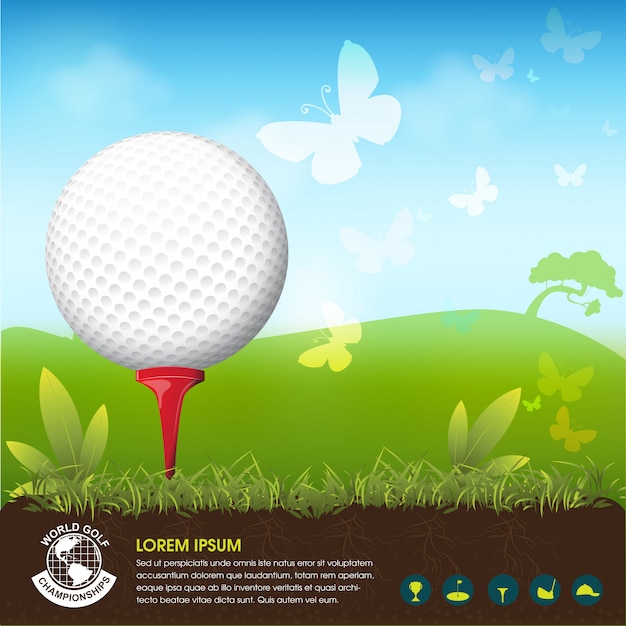 Vector golf ball vector concept golf tournament world