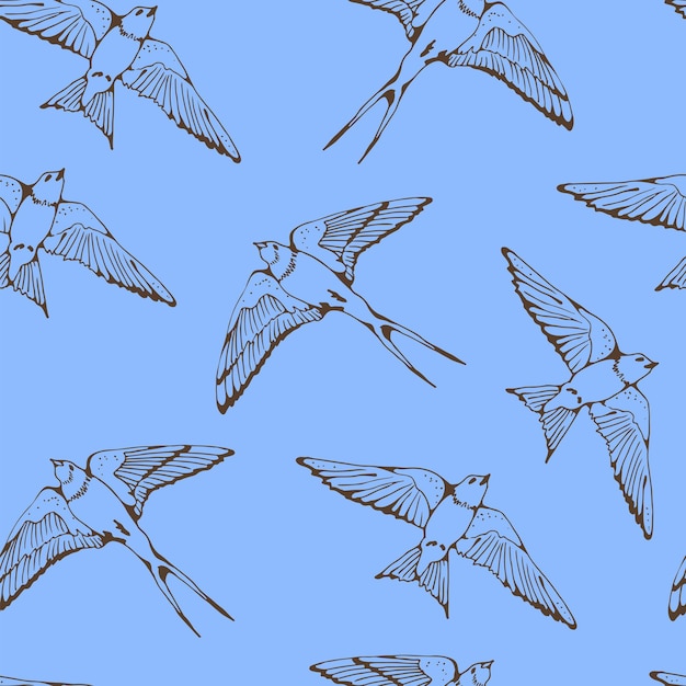 Golondrina y House Martin pájaros vector patrón