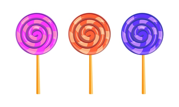 Golosinas vectoriales realistas y coloridas sobre un fondo blanco