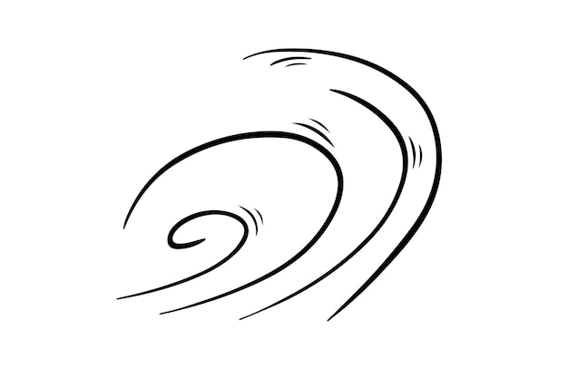 Golpe de viento en la ilustración vectorial de estilo garabato Ola de aire frío durante el tiempo ventoso Símbolo de ráfaga