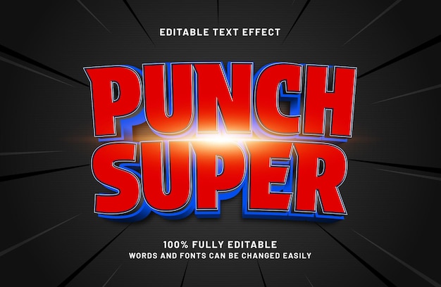 golpear efecto de texto super editable en el estilo de texto de héroe y poder